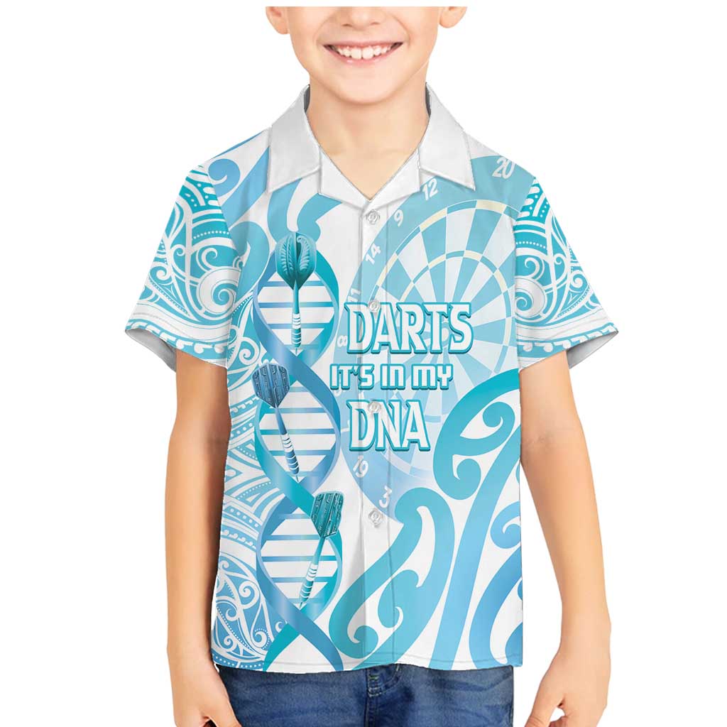 Personalised New Zealand Darts Family Matching Mermaid Dress and Hawaiian Shirt Aotearoa Maori Its In My DNA White LT14 Son's Shirt White - Polynesian Pride