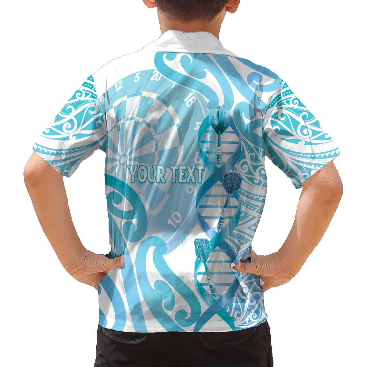 Personalised New Zealand Darts Family Matching Off The Shoulder Long Sleeve Dress and Hawaiian Shirt Aotearoa Maori Its In My DNA White LT14 - Polynesian Pride