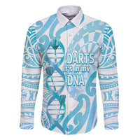 Personalised New Zealand Darts Family Matching Puletasi and Hawaiian Shirt Aotearoa Maori Its In My DNA White LT14 Dad's Shirt - Long Sleeve White - Polynesian Pride
