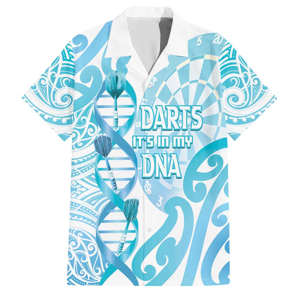 Personalised New Zealand Darts Family Matching Short Sleeve Bodycon Dress and Hawaiian Shirt Aotearoa Maori Its In My DNA White LT14 Dad's Shirt - Short Sleeve White - Polynesian Pride