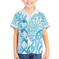 Personalised New Zealand Darts Family Matching Short Sleeve Bodycon Dress and Hawaiian Shirt Aotearoa Maori Its In My DNA White LT14 Son's Shirt White - Polynesian Pride