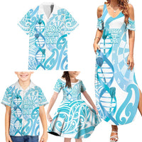 Personalised New Zealand Darts Family Matching Summer Maxi Dress and Hawaiian Shirt Aotearoa Maori Its In My DNA White LT14 - Polynesian Pride