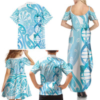 Personalised New Zealand Darts Family Matching Summer Maxi Dress and Hawaiian Shirt Aotearoa Maori Its In My DNA White LT14 - Polynesian Pride