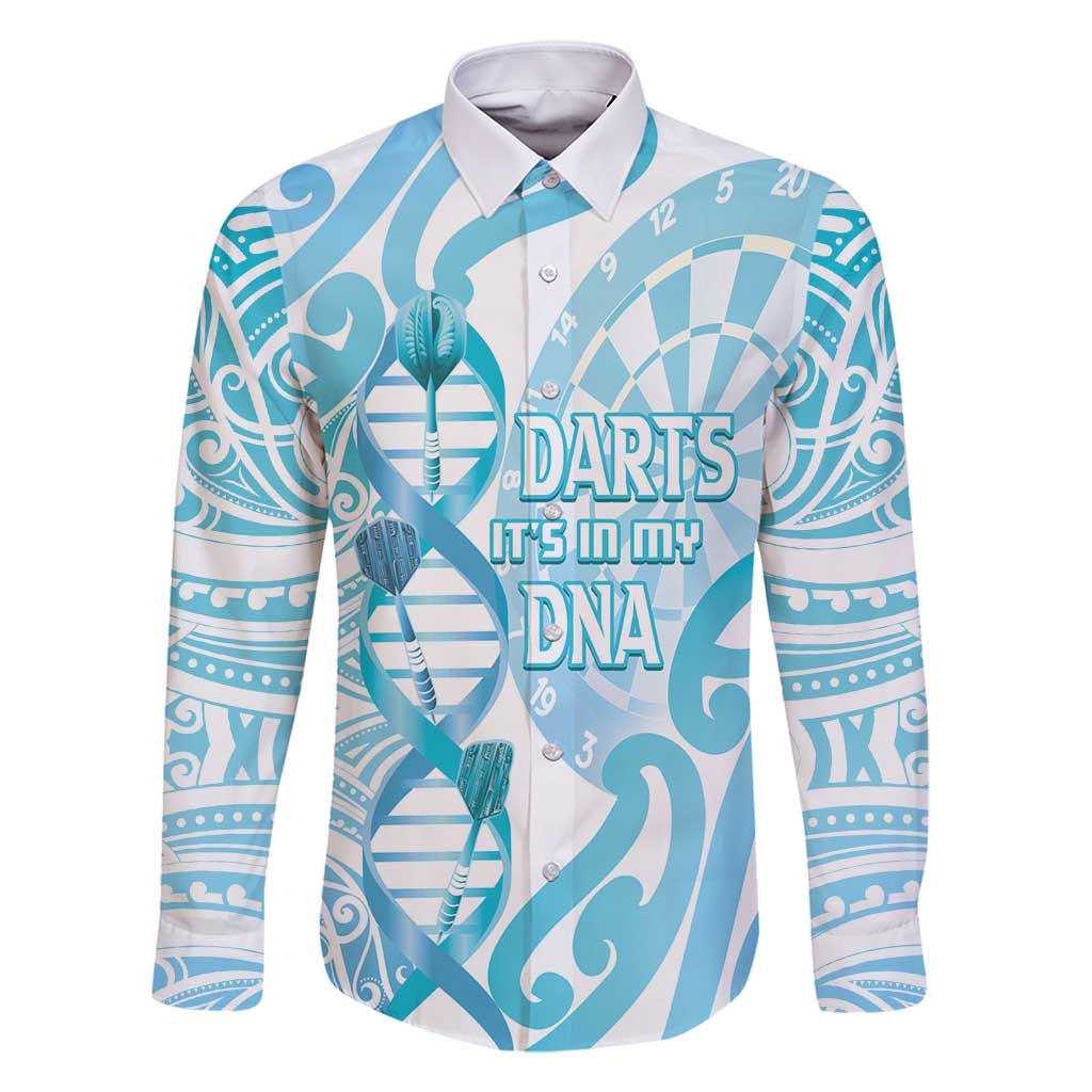 Personalised New Zealand Darts Family Matching Summer Maxi Dress and Hawaiian Shirt Aotearoa Maori Its In My DNA White LT14 Dad's Shirt - Long Sleeve White - Polynesian Pride