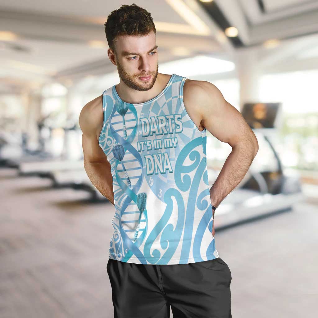 Personalised New Zealand Darts Men Tank Top Aotearoa Maori Its In My DNA White - Polynesian Pride