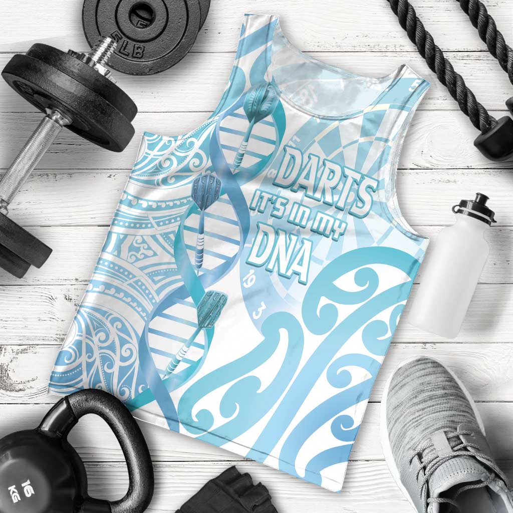 Personalised New Zealand Darts Men Tank Top Aotearoa Maori Its In My DNA White - Polynesian Pride