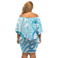 Personalised New Zealand Darts Off Shoulder Short Dress Aotearoa Maori Its In My DNA White - Polynesian Pride