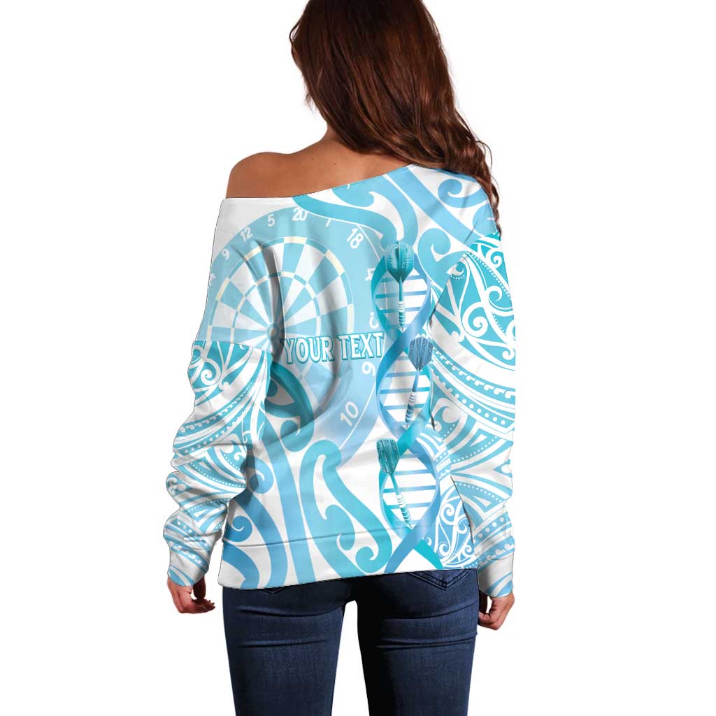 Personalised New Zealand Darts Off Shoulder Sweater Aotearoa Maori Its In My DNA White - Polynesian Pride