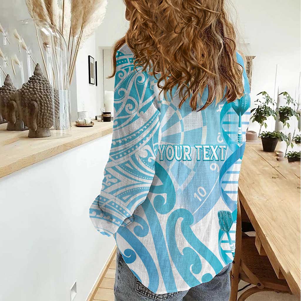 Personalised New Zealand Darts Women Casual Shirt Aotearoa Maori Its In My DNA White LT14 - Polynesian Pride