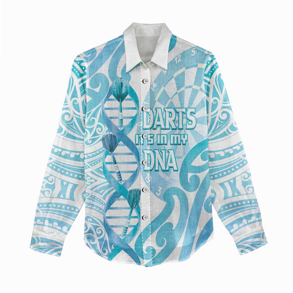 Personalised New Zealand Darts Women Casual Shirt Aotearoa Maori Its In My DNA White LT14 - Polynesian Pride