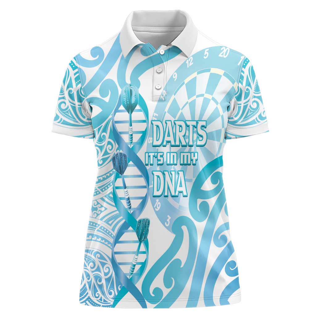 Personalised New Zealand Darts Women Polo Shirt Aotearoa Maori Its In My DNA White LT14 Female White - Polynesian Pride