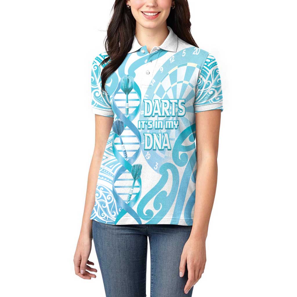 Personalised New Zealand Darts Women Polo Shirt Aotearoa Maori Its In My DNA White LT14 - Polynesian Pride