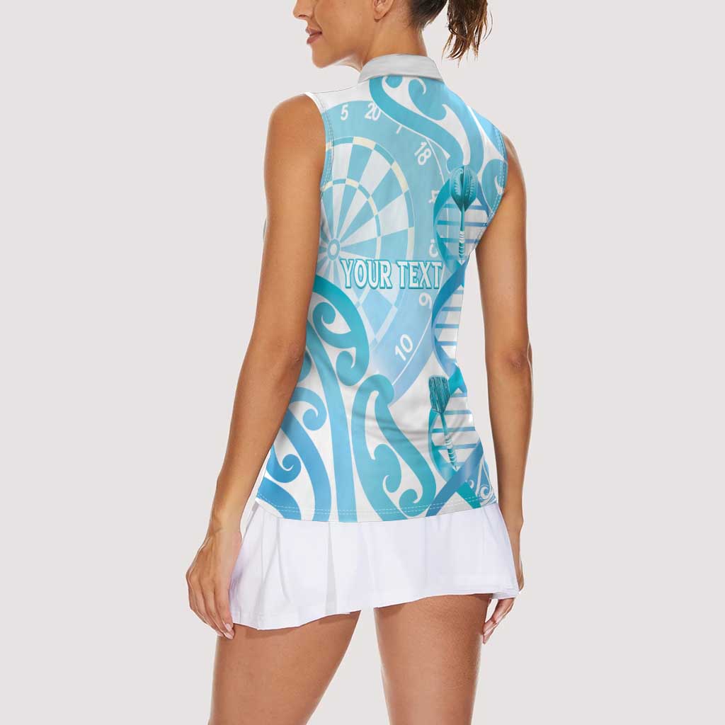 Personalised New Zealand Darts Women Sleeveless Polo Shirt Aotearoa Maori Its In My DNA White LT14 - Polynesian Pride