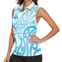 Personalised New Zealand Darts Women Sleeveless Polo Shirt Aotearoa Maori Its In My DNA White LT14 - Polynesian Pride