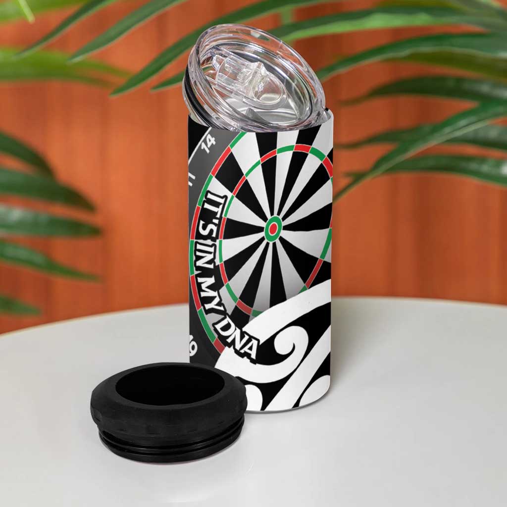 New Zealand Darts 4 in 1 Can Cooler Tumbler Aotearoa Maori Its In My DNA Black - Polynesian Pride