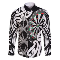 Personalised New Zealand Darts Family Matching Off The Shoulder Long Sleeve Dress and Hawaiian Shirt Aotearoa Maori Its In My DNA Black LT14 Dad's Shirt - Long Sleeve Black - Polynesian Pride