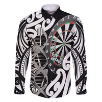 Personalised New Zealand Darts Family Matching Off Shoulder Maxi Dress and Hawaiian Shirt Aotearoa Maori Its In My DNA Black LT14 Dad's Shirt - Long Sleeve Black - Polynesian Pride