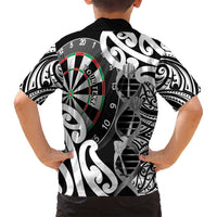 Personalised New Zealand Darts Family Matching Off Shoulder Short Dress and Hawaiian Shirt Aotearoa Maori Its In My DNA Black LT14 - Polynesian Pride