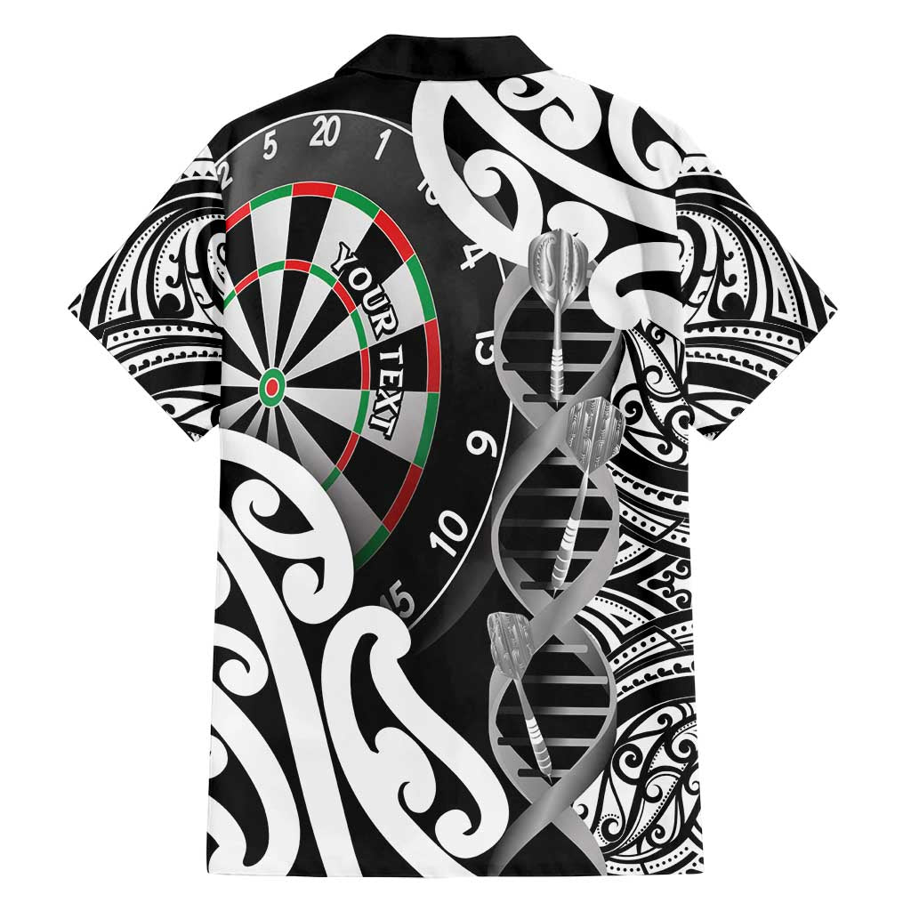 Personalised New Zealand Darts Family Matching Off Shoulder Short Dress and Hawaiian Shirt Aotearoa Maori Its In My DNA Black LT14 - Polynesian Pride