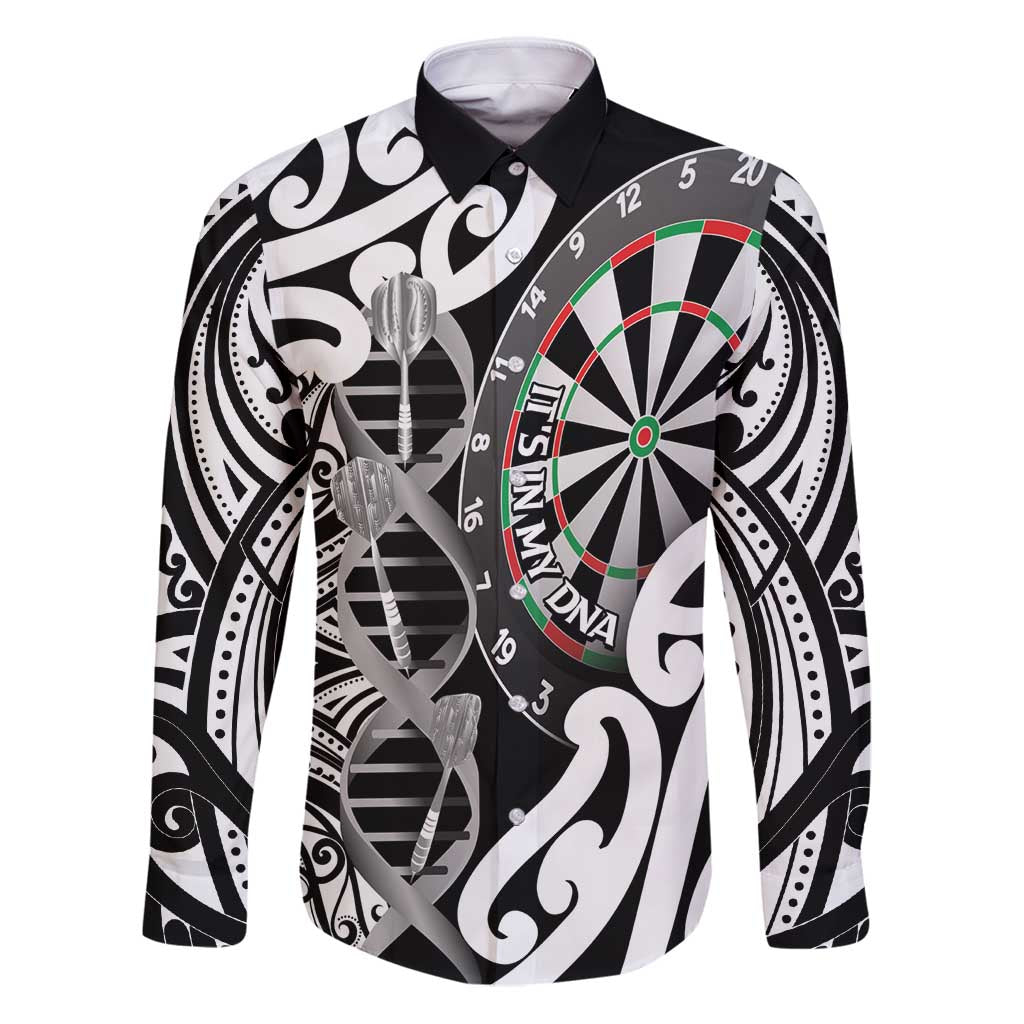 Personalised New Zealand Darts Family Matching Puletasi and Hawaiian Shirt Aotearoa Maori Its In My DNA Black - Polynesian Pride