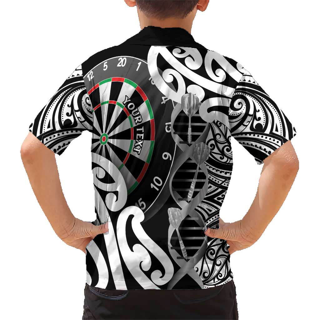 Personalised New Zealand Darts Family Matching Short Sleeve Bodycon Dress and Hawaiian Shirt Aotearoa Maori Its In My DNA Black LT14 - Polynesian Pride
