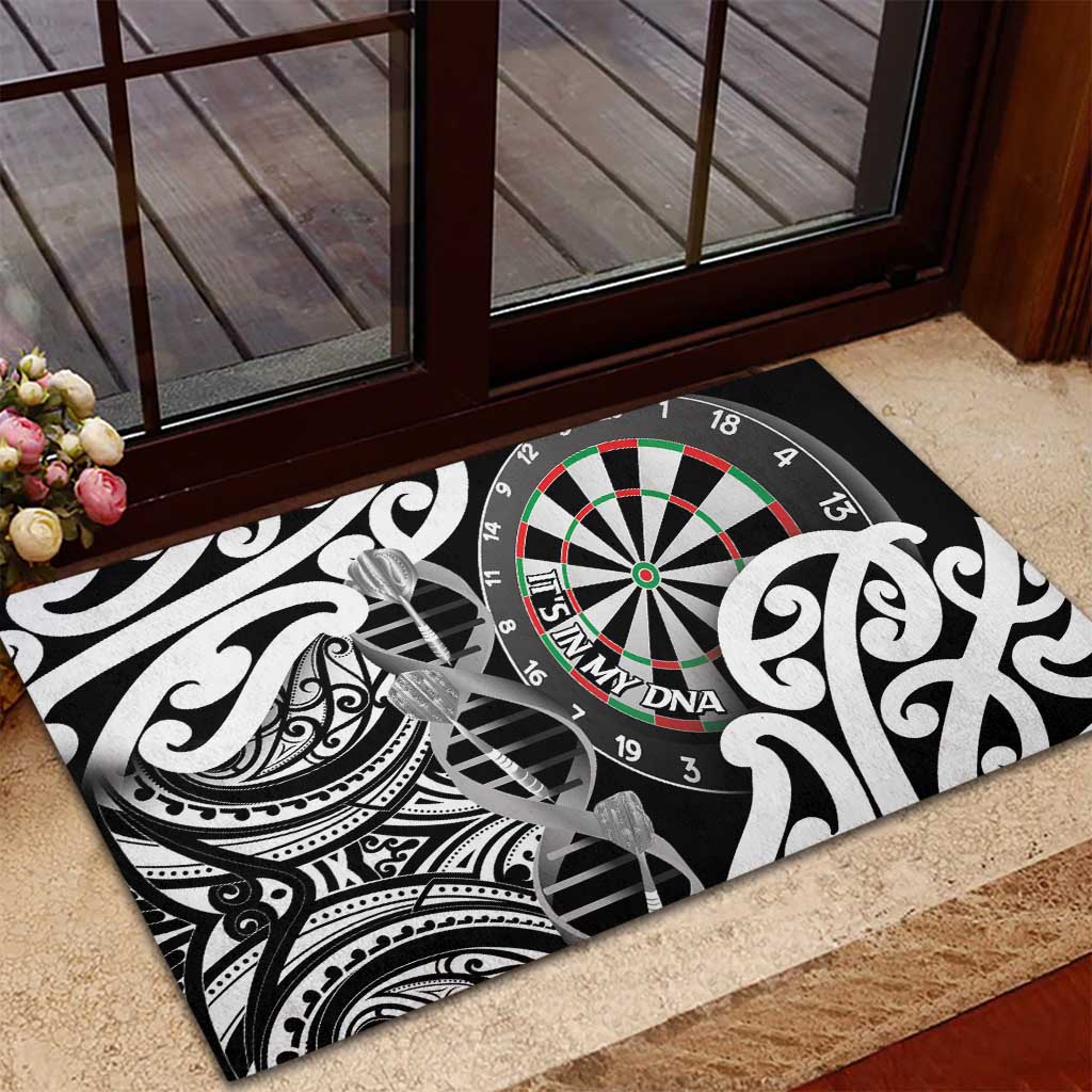 New Zealand Darts Rubber Doormat Aotearoa Maori Its In My DNA Black - Polynesian Pride