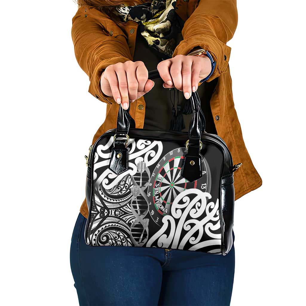 New Zealand Darts Shoulder Handbag Aotearoa Maori Its In My DNA Black - Polynesian Pride