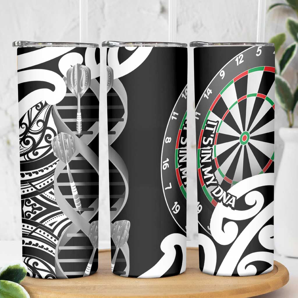 New Zealand Darts Skinny Tumbler Aotearoa Maori Its In My DNA Black LT14 - Polynesian Pride