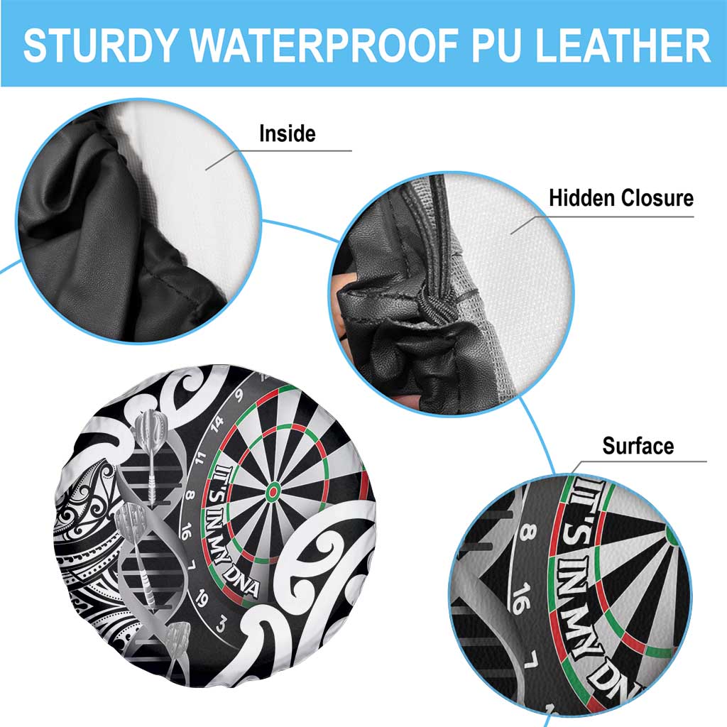 New Zealand Darts Spare Tire Cover Aotearoa Maori Its In My DNA Black - Polynesian Pride