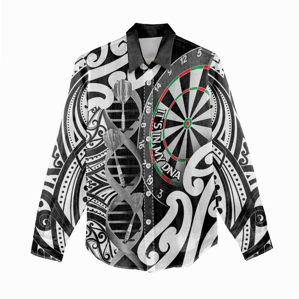 Personalised New Zealand Darts Women Casual Shirt Aotearoa Maori Its In My DNA Black LT14 - Polynesian Pride