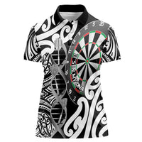 Personalised New Zealand Darts Women Polo Shirt Aotearoa Maori Its In My DNA Black LT14 Female Black - Polynesian Pride