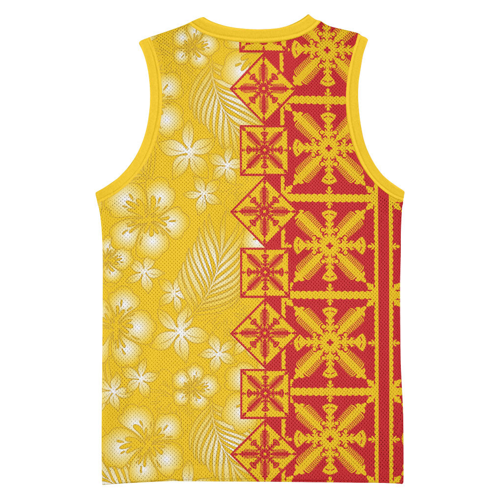 Kahili Quilt Hawaii Basketball Jersey Tropical Flower Seamless Half Style
