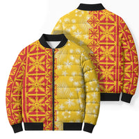 Kahili Quilt Hawaii Bomber Puffer Jacket Tropical Flower Seamless Half Style