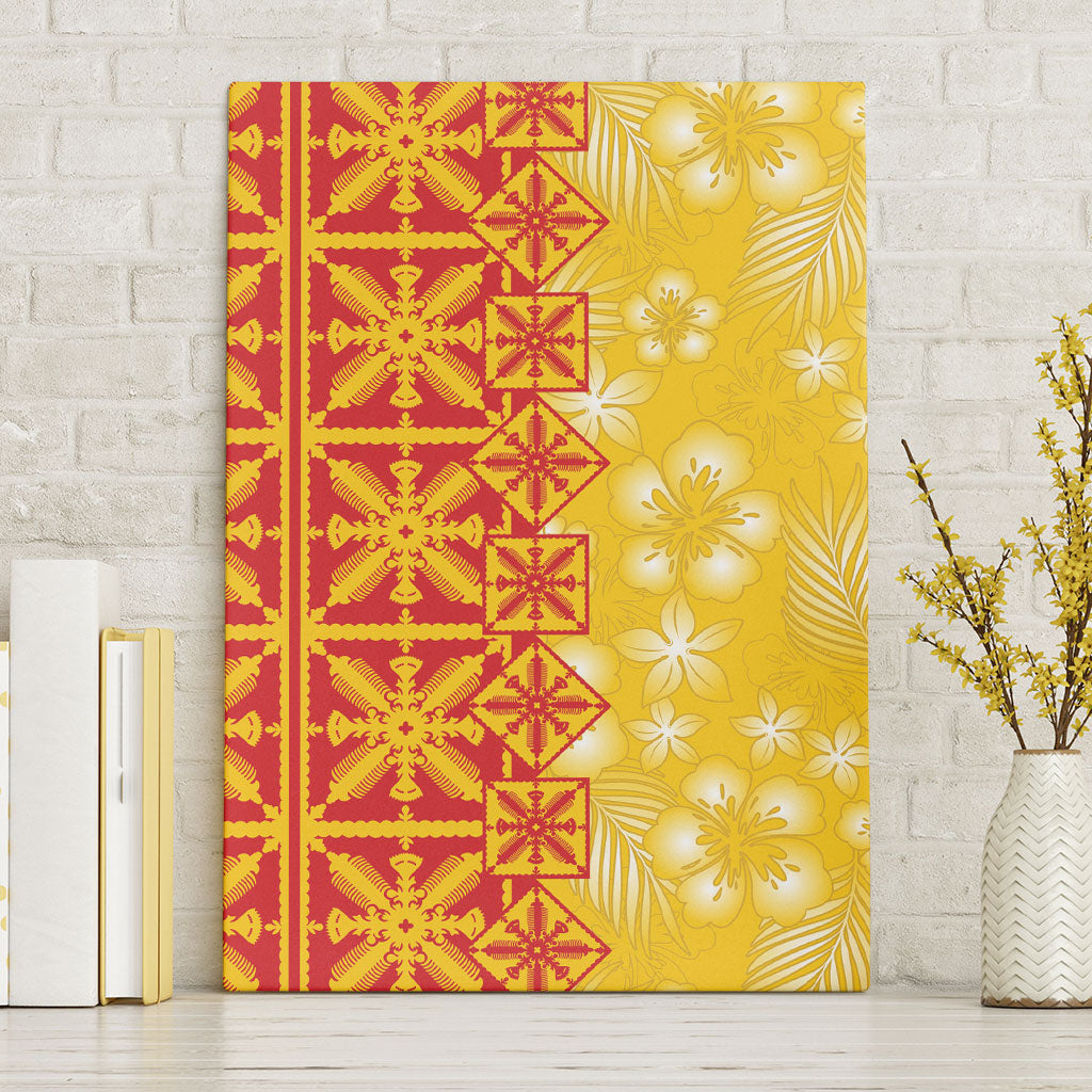 Kahili Quilt Hawaii Canvas Wall Art Tropical Flower Seamless Half Style