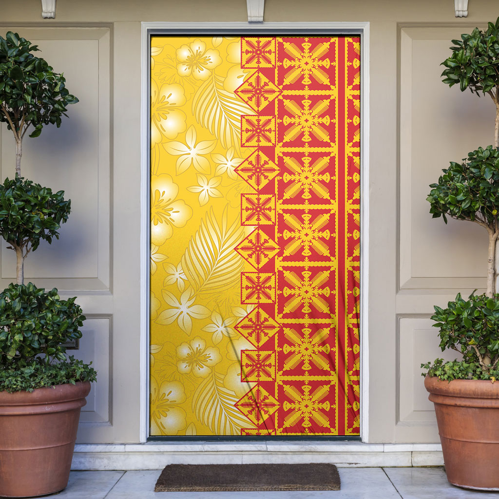 Kahili Quilt Hawaii Door Cover Tropical Flower Seamless Half Style