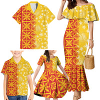 Kahili Quilt Hawaii Family Matching Mermaid Dress and Hawaiian Shirt Tropical Flower Seamless Half Style LT14 - Polynesian Pride