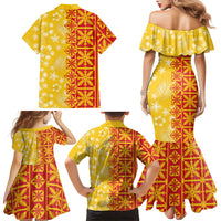 Kahili Quilt Hawaii Family Matching Mermaid Dress and Hawaiian Shirt Tropical Flower Seamless Half Style LT14 - Polynesian Pride