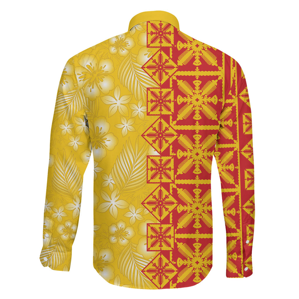 Kahili Quilt Hawaii Family Matching Off The Shoulder Long Sleeve Dress and Hawaiian Shirt Tropical Flower Seamless Half Style LT14 - Polynesian Pride