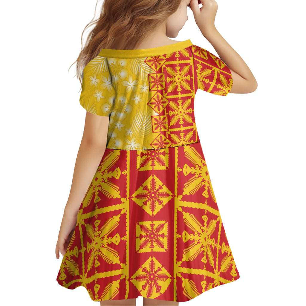 Kahili Quilt Hawaii Family Matching Short Sleeve Bodycon Dress and Hawaiian Shirt Tropical Flower Seamless Half Style LT14 - Polynesian Pride