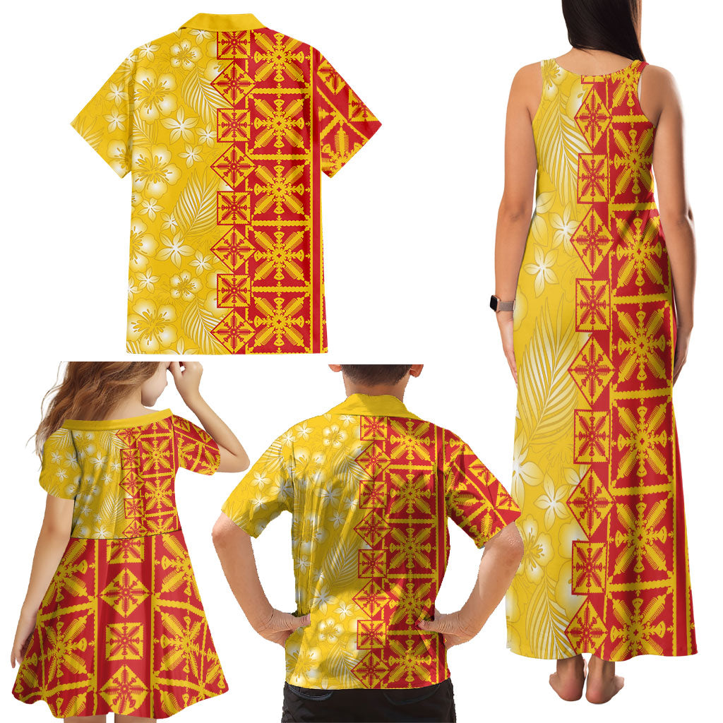 Kahili Quilt Hawaii Family Matching Tank Maxi Dress and Hawaiian Shirt Tropical Flower Seamless Half Style LT14 - Polynesian Pride
