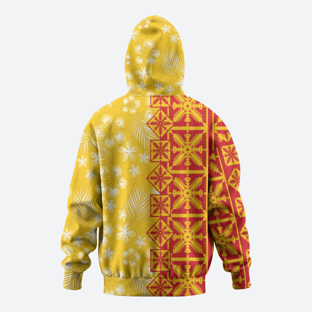 Kahili Quilt Hawaii Hoodie Tropical Flower Seamless Half Style