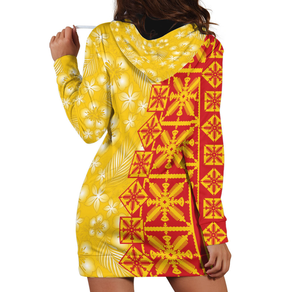 Kahili Quilt Hawaii Hoodie Dress Tropical Flower Seamless Half Style