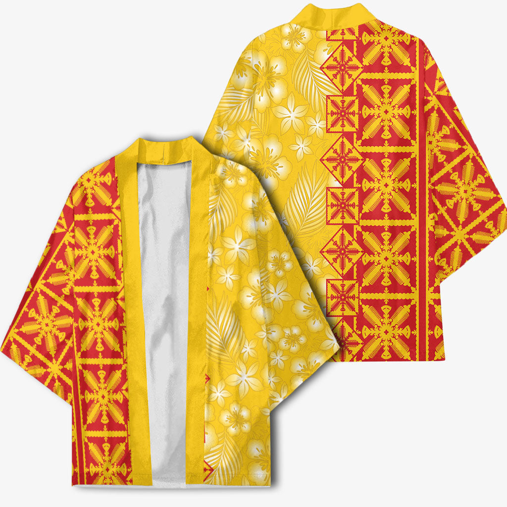 Kahili Quilt Hawaii Kimono Tropical Flower Seamless Half Style