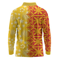 Kahili Quilt Hawaii Long Sleeve Polo Shirt Tropical Flower Seamless Half Style