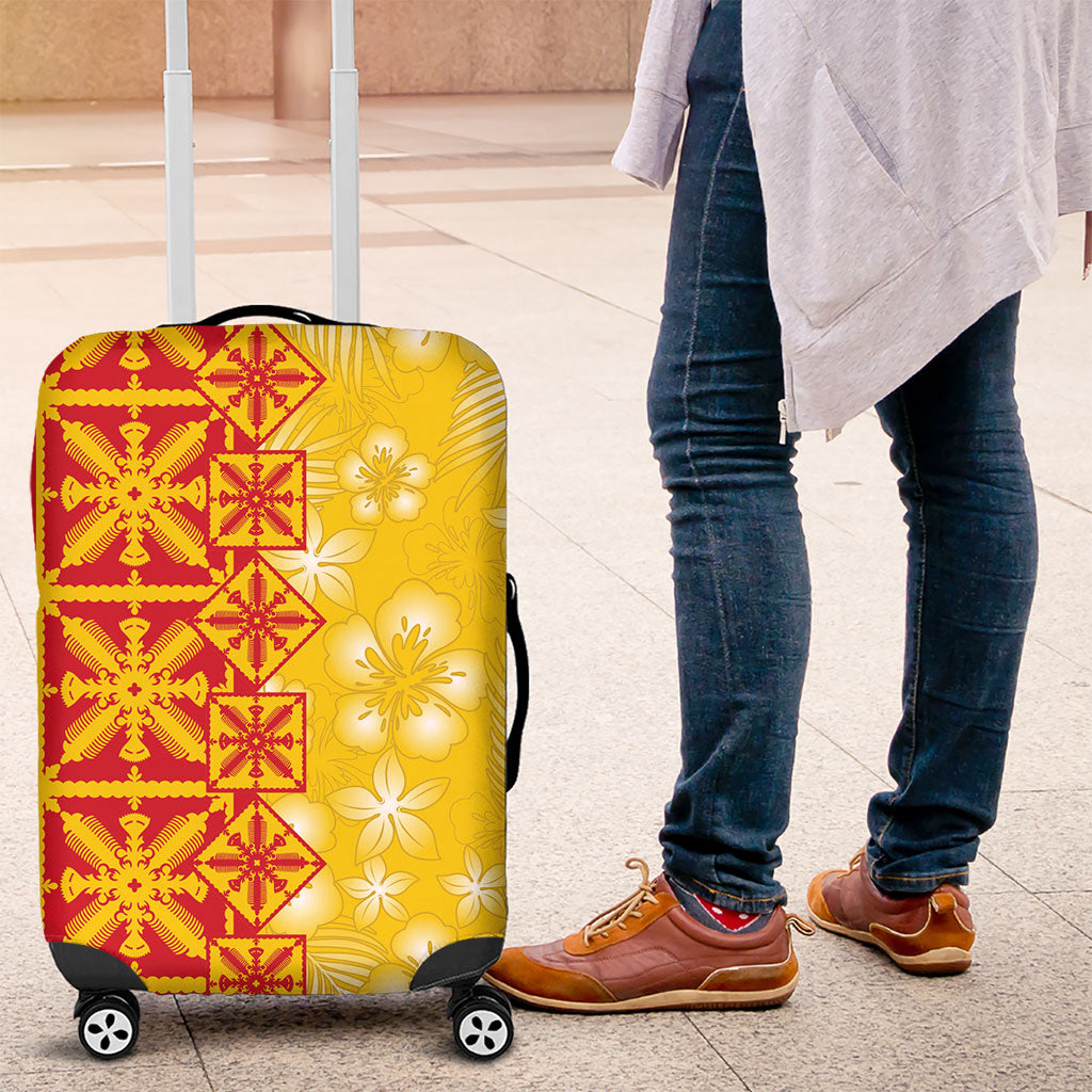 Kahili Quilt Hawaii Luggage Cover Tropical Flower Seamless Half Style LT14 Yellow - Polynesian Pride