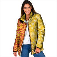 Kahili Quilt Hawaii Padded Jacket Tropical Flower Seamless Half Style