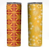 Kahili Quilt Hawaii Skinny Tumbler Tropical Flower Seamless Half Style LT14 Yellow - Polynesian Pride