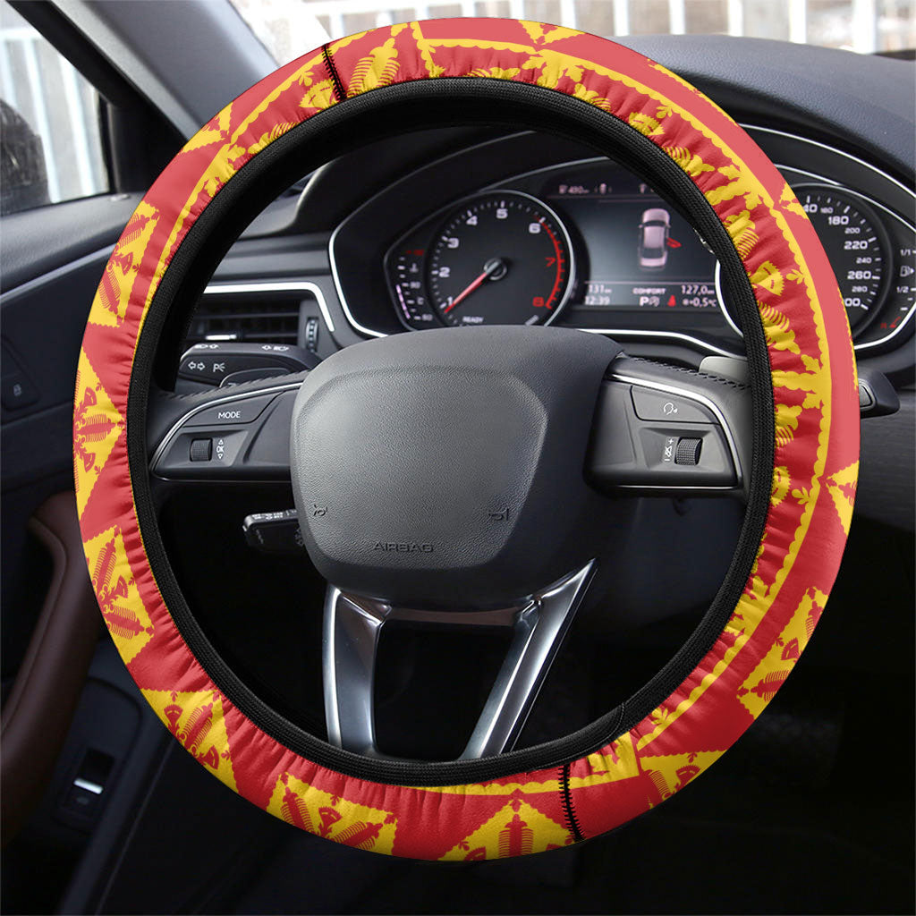 Kahili Quilt Hawaii Steering Wheel Cover Tropical Flower Seamless Half Style