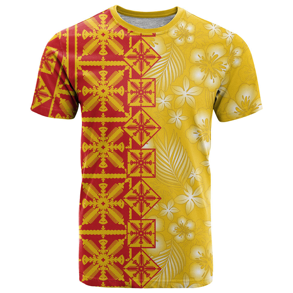 Kahili Quilt Hawaii T Shirt Tropical Flower Seamless Half Style