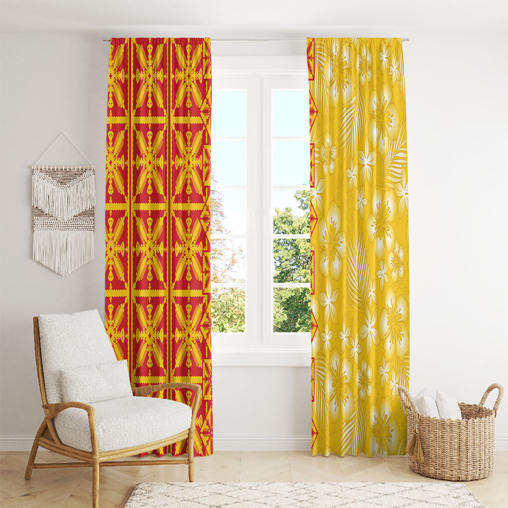 Kahili Quilt Hawaii Window Curtain Tropical Flower Seamless Half Style